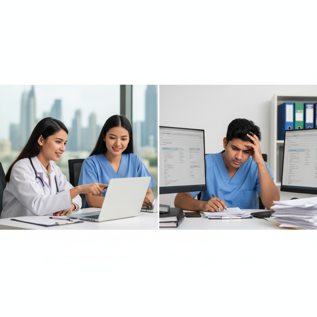 The different between DHA application through an agency and by self is depicted in this image